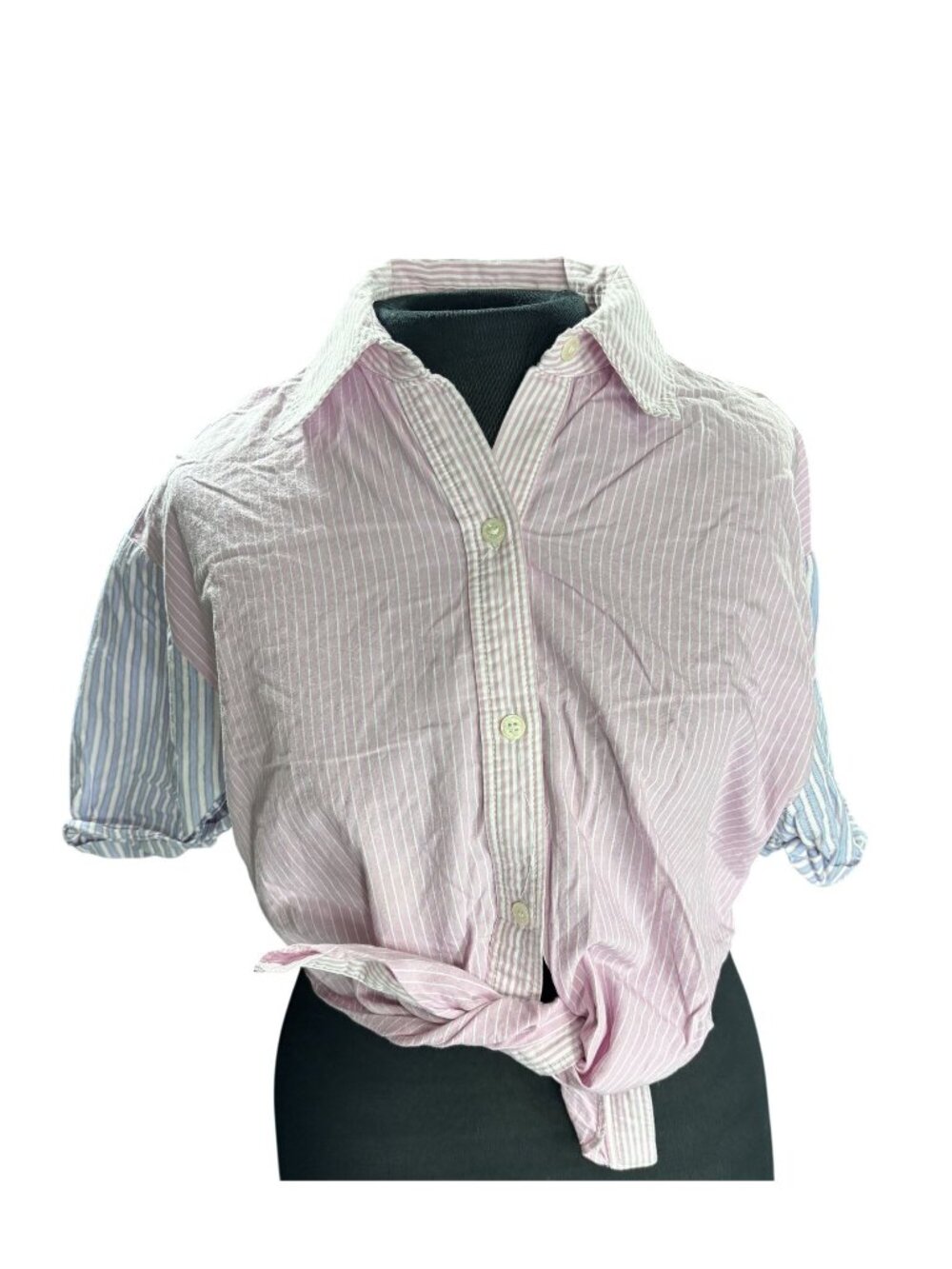 Zara Womens Striped Short-Sleeve Button-Down Shirt Multi-Color Size S